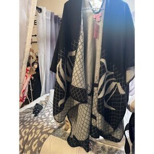 Nwt Juicy Couture Logo Cold Weather blanket Scarf shawl Grey Multi